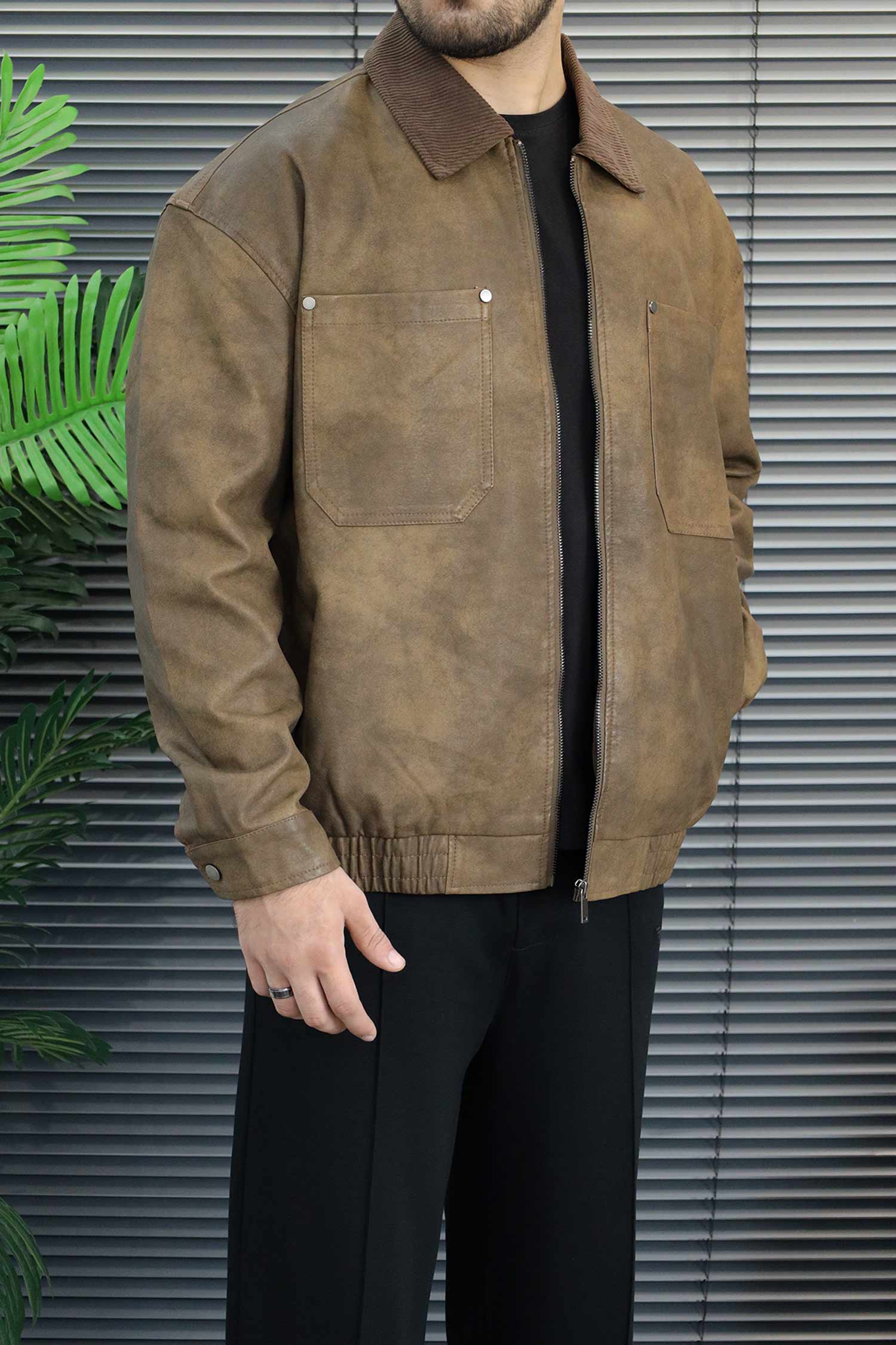 Turbo Maillard Style Vintage Imported Leather Jacket In Brown