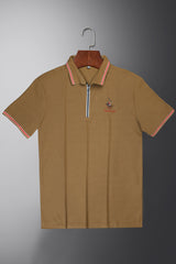 Turbo Polo x R/L Zip Collaered Men's Polo Shirt In Brown