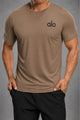 Alo Yoga Distinctive Front Logo Arrival Dry-Fit Tee In Brown