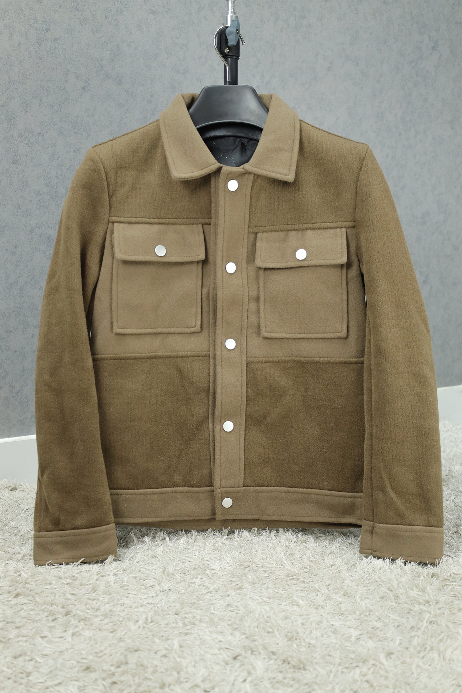 Contrast Tone Pockets Imported Men's Woolen Jacket