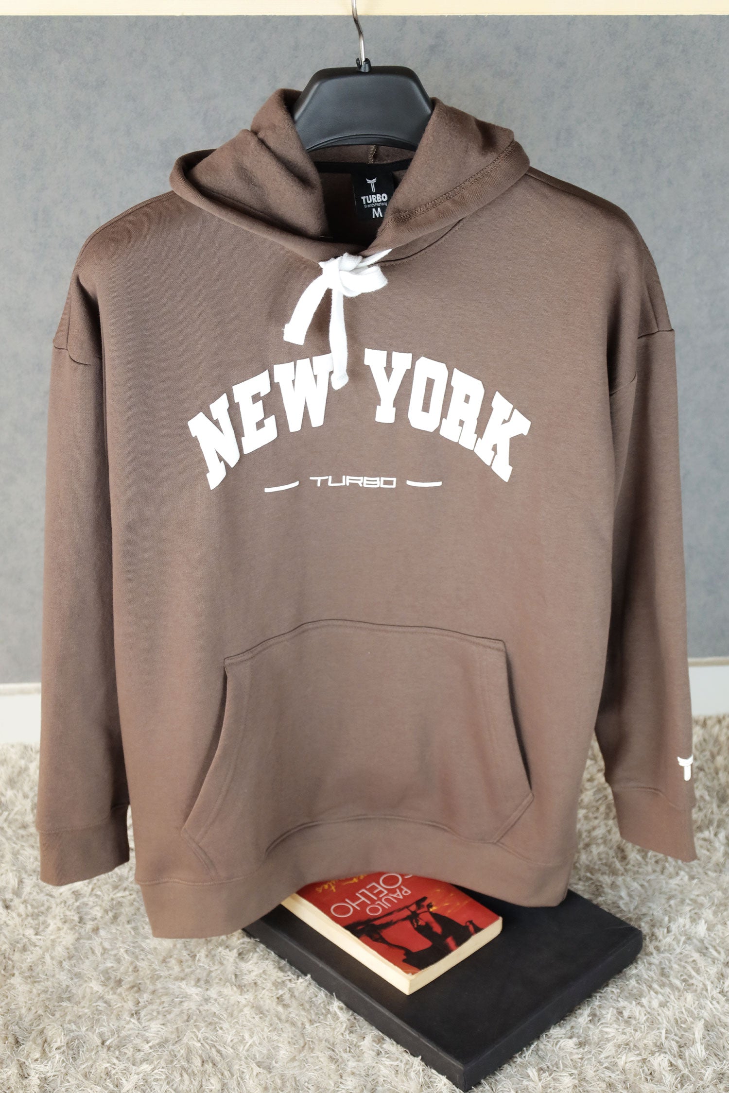 Turbo NY Aplic Print Fleece Hoodie In Brown