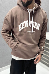 Turbo NY Aplic Print Fleece Hoodie In Brown