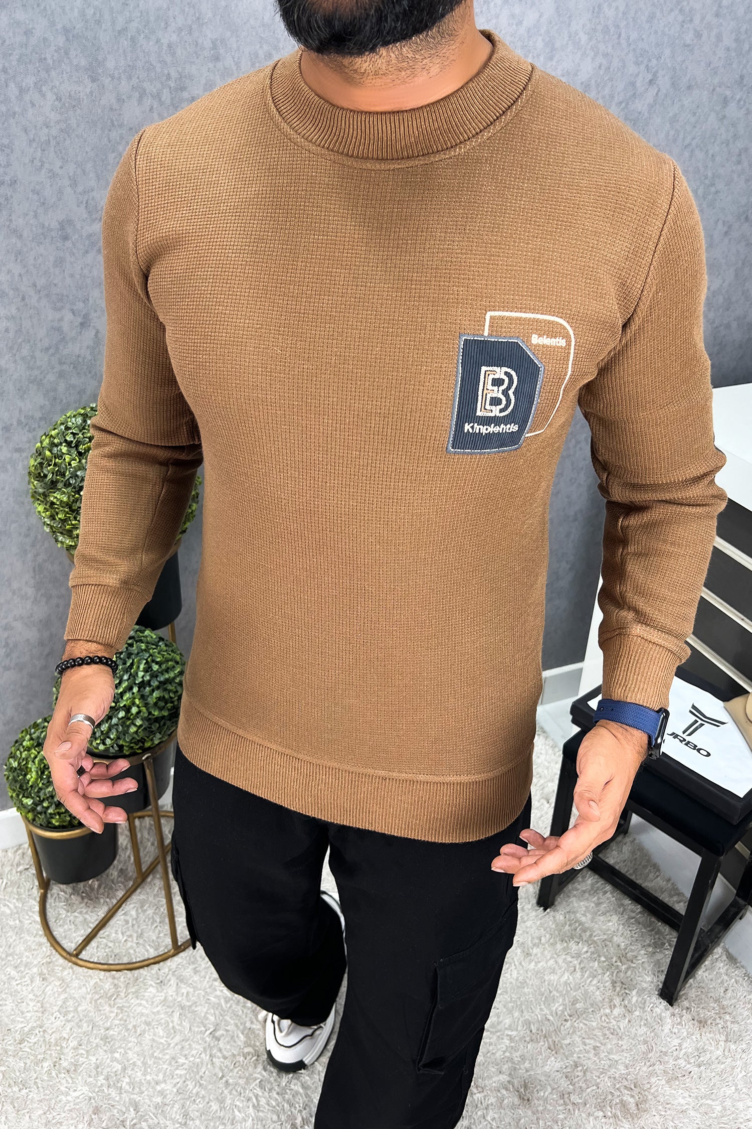 Belent Grip Bottom Round Neck Imported Men's Sweatshirt