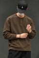 Turbo Basic Henley Imported Round Neck Men's Sweatshirt In Brown