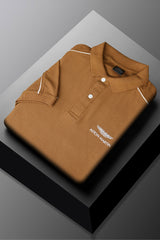 Hackt Aston Martin Shoulder Cut Short Sleeve Men's Polo Shirt In Brown