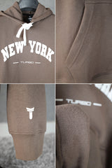 Turbo NY Aplic Print Fleece Hoodie In Brown