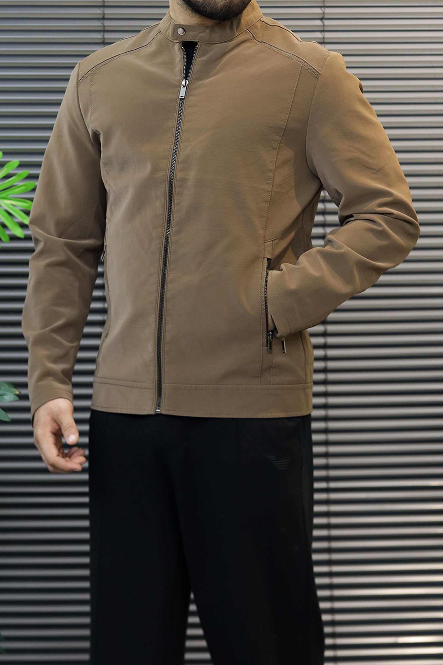 Turbo Casual Outerwear Imported Suede Leather Jacket In Brown