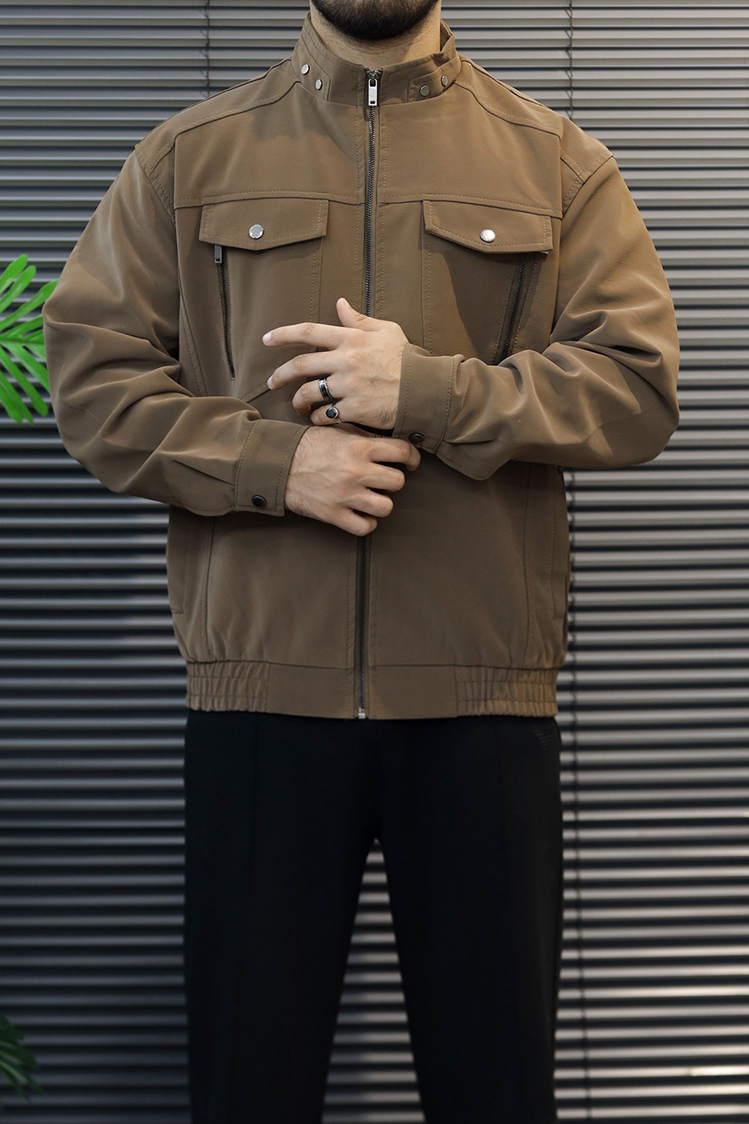 Turbo Light-Weight Bain Style Imported Suede Leather Jacket In Brown