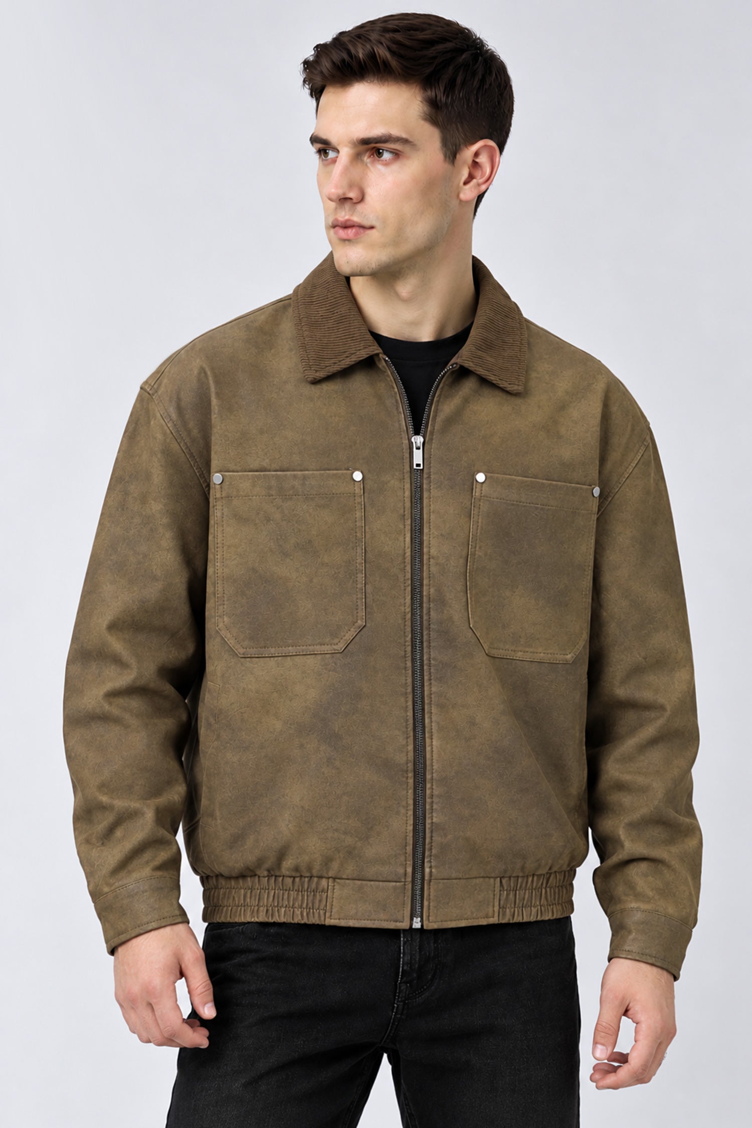 Turbo Maillard Style Vintage Imported Leather Jacket In Brown