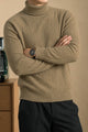 Turbo Cable-Knit Texture Turtleneck Pullover High Neck In Brown