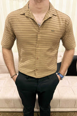 Turbo Snitch Striped Casual Shirt In Brown