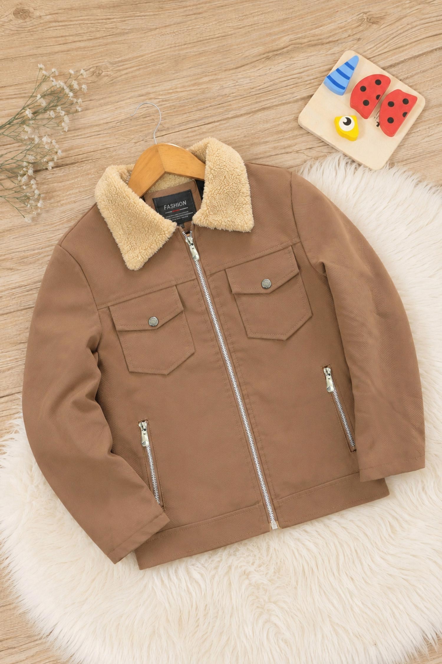 Relaxed Fit Imported Kid's Suede Leather Jacket