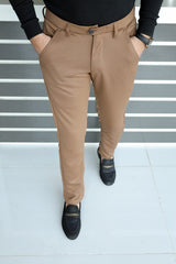 Elegant Self Texture Knitted Cotton Ankle fit Pant In Brown