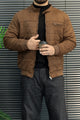 Turbo Quilted Bomber-Effect Imported Men's Suede Jacket