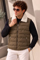 Sherpa Fur Collar Imported Parachute Men's Gilet In Brown
