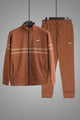 Nke Dual Line Signature Full Zipper Tracksuit In Dark Camel