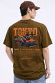 Men's "Tokyo Racing Edition" Round Neck Tee In Dark Brown