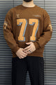 Turbo "77" Graphic Oversize Round Neck Men's Sweatshirt In Brown