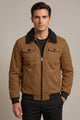 Men's Regular Fit Imported Suede Jacket In Brown