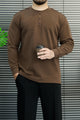 Turbo Basic Henley Imported Round Neck Men's Sweatshirt In Brown