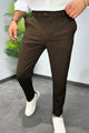 Super Elastic Slim Cotton Pant in Brown