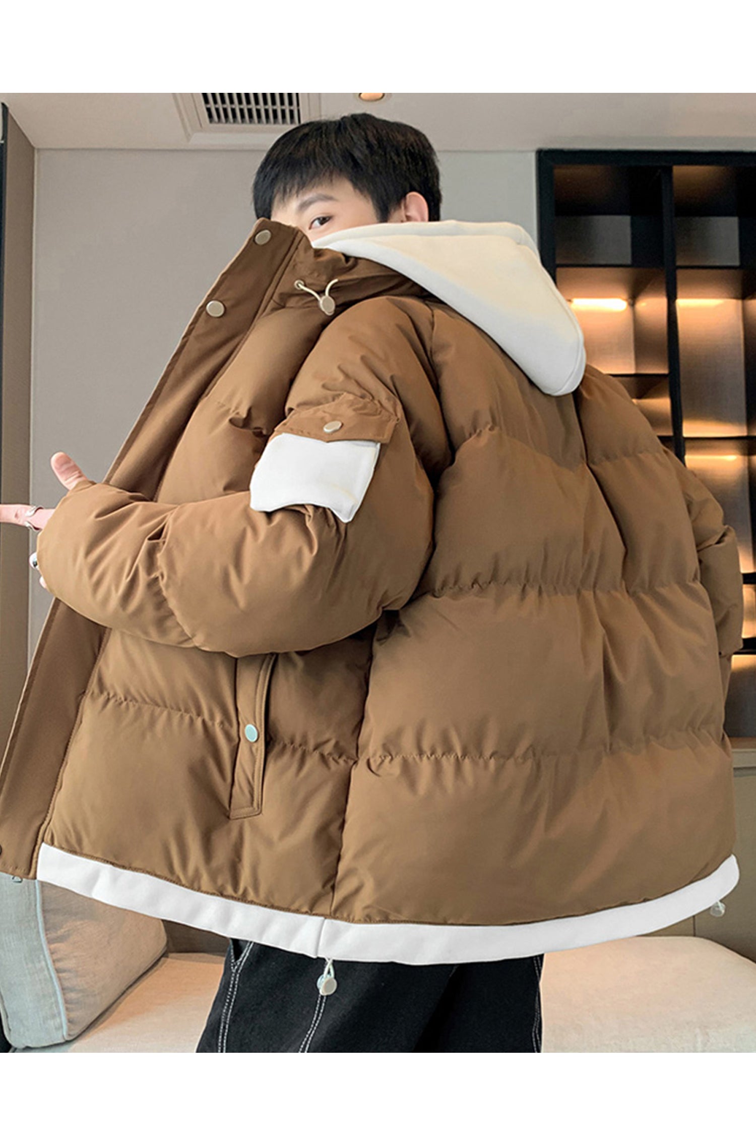 Trendy Hype Dual Zip Hooded Imported Puffer Jacket