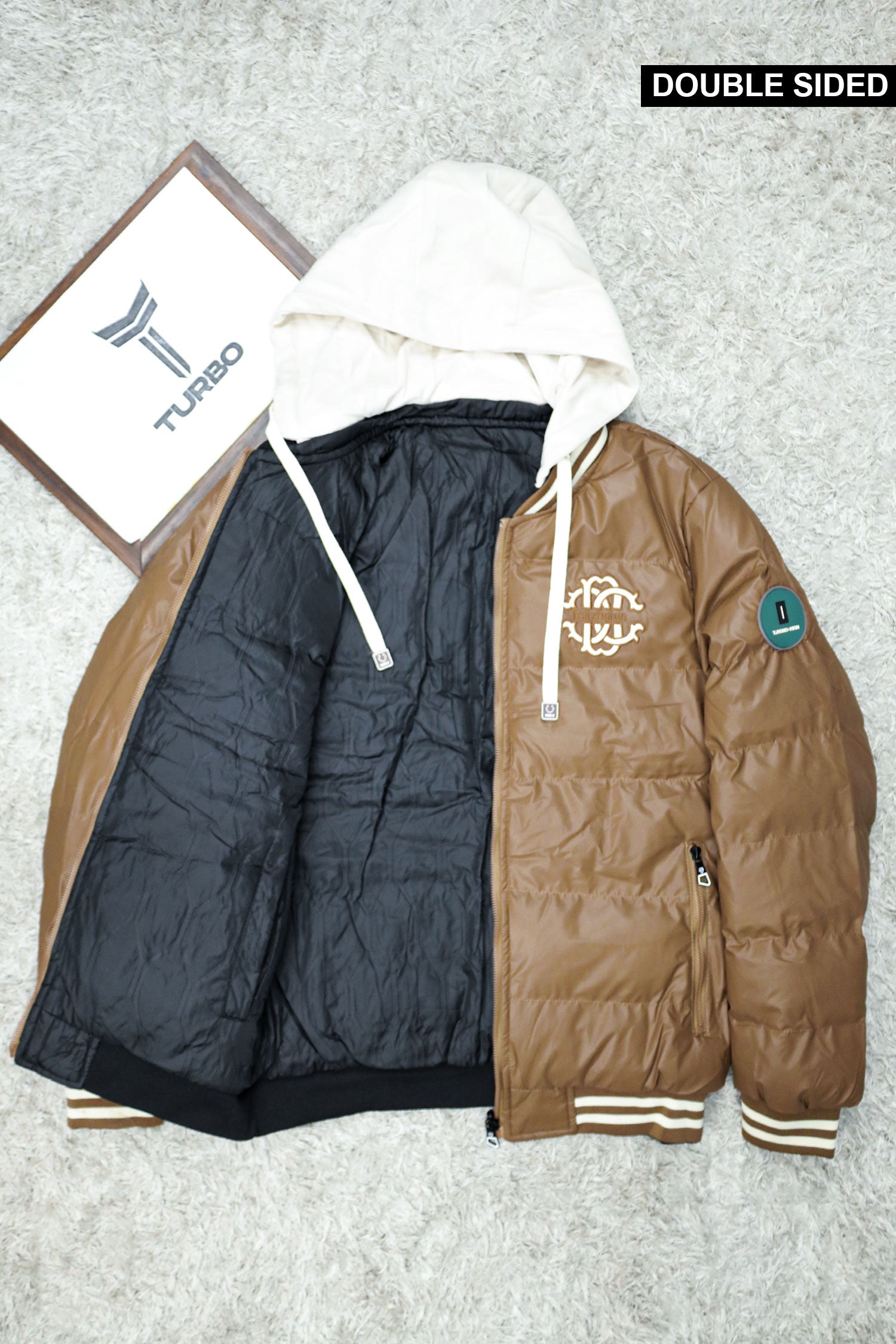 Rib Collar Hooded Padded Imported Puffer Jacket