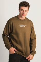 Chcago NY Crew Neck Full Sleeves Men's Sweatshirt In Dark Brown