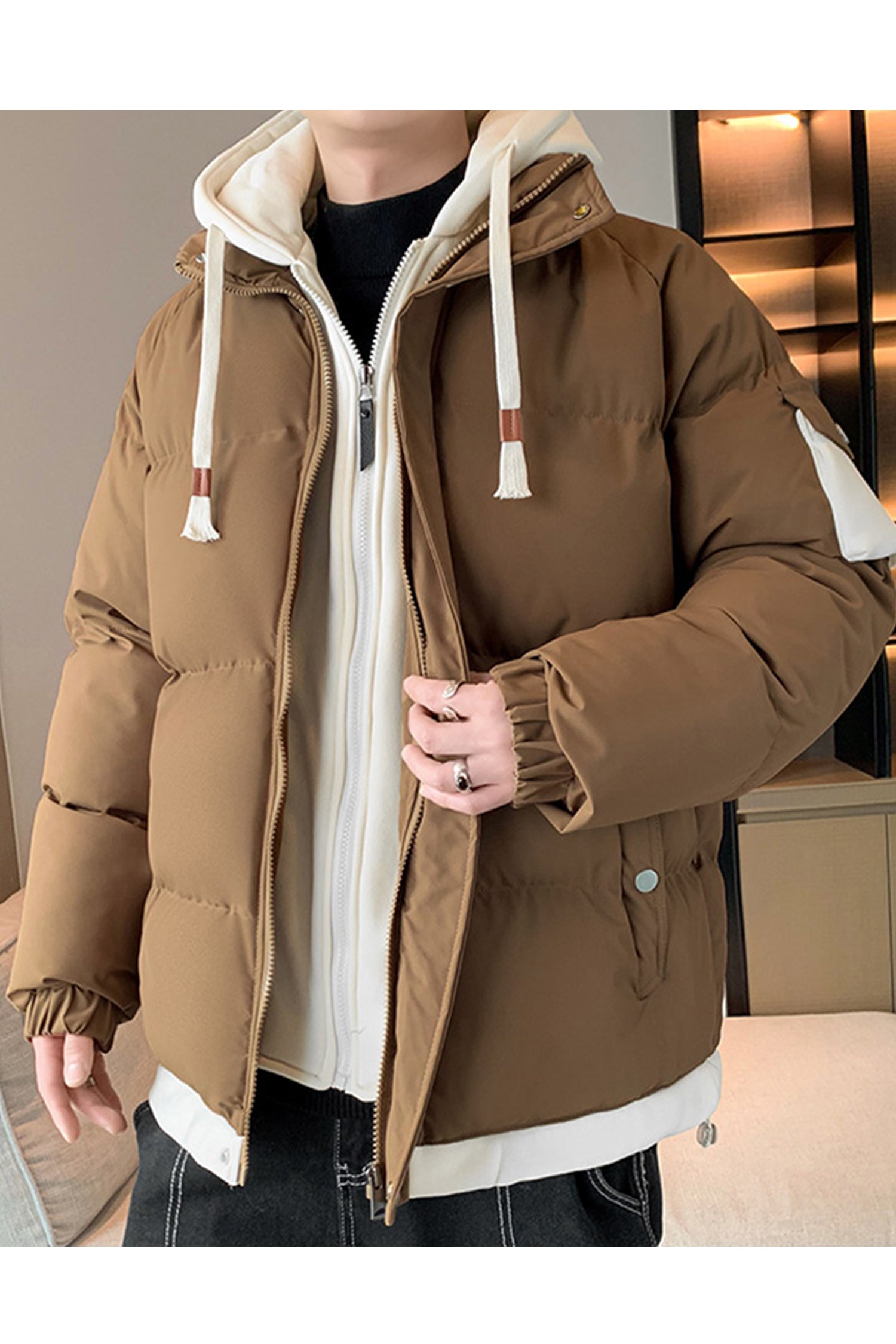 Trendy Hype Dual Zip Hooded Imported Puffer Jacket