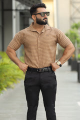Turbo Snitch Striped Casual Shirt In Brown