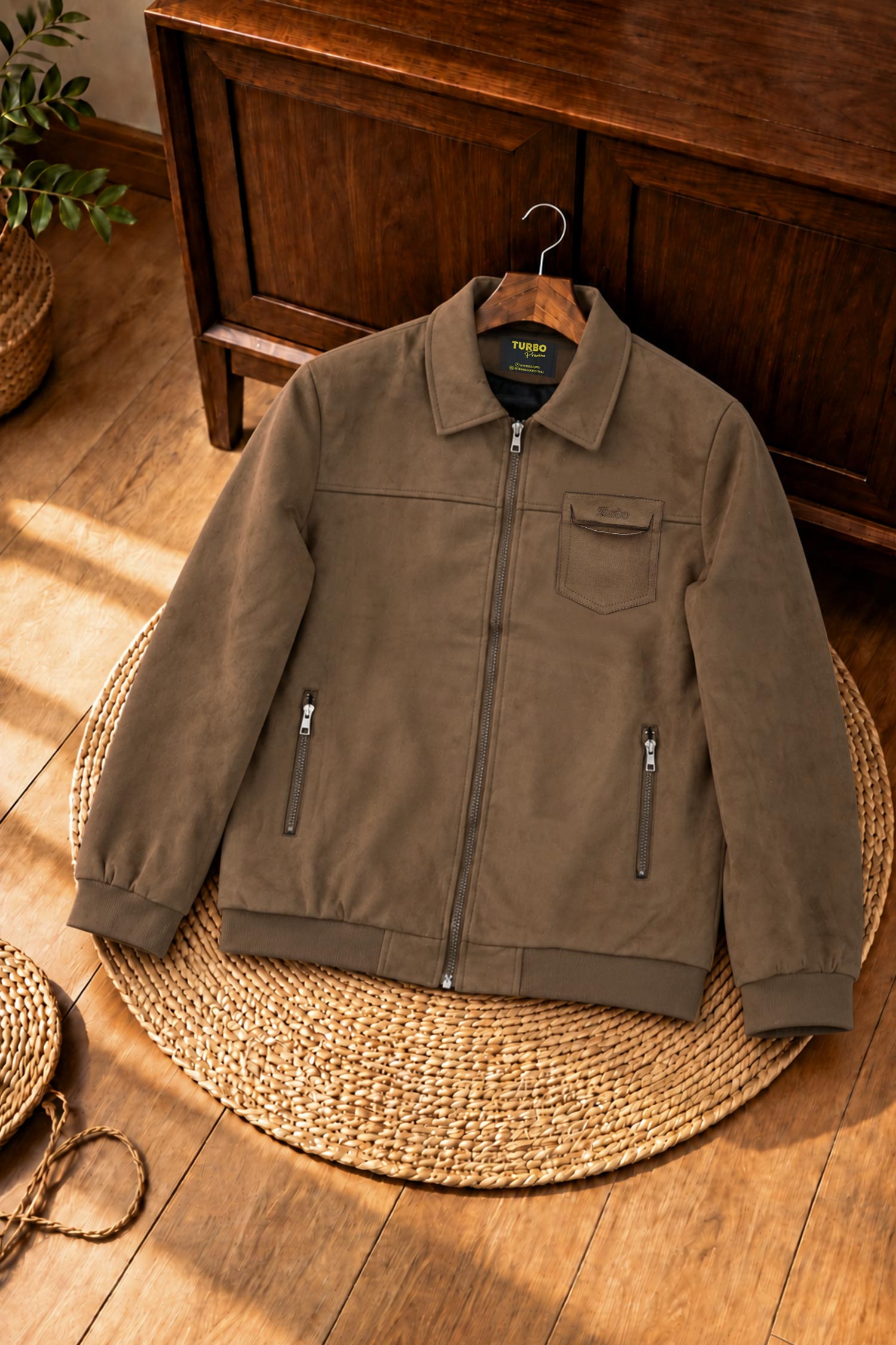 Turbo Lightweight Solid Imported Men's Suede Jacket