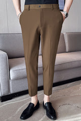 Elegant Self Texture Knitted Cotton Ankle fit Pant In Brown