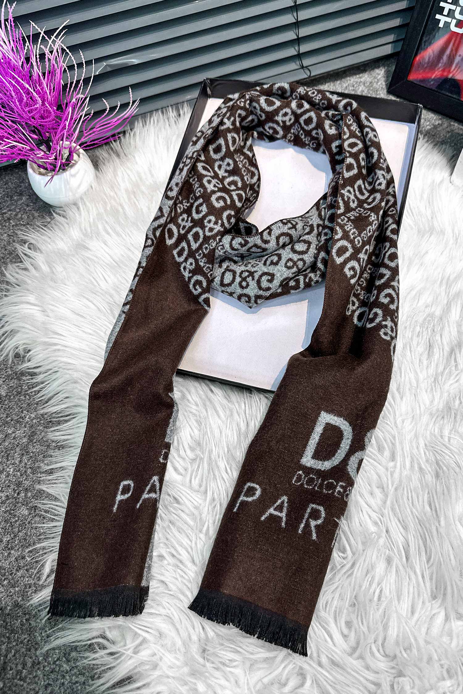 Dlce&Gabna Monogram-Pattern Imported Men's Wool Muffler