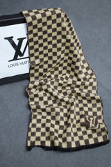 Luis Vten Authentic Checkered Knitted Wool Men Mufflers In Brown