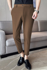 Elegant Self Texture Knitted Cotton Ankle fit Pant In Brown