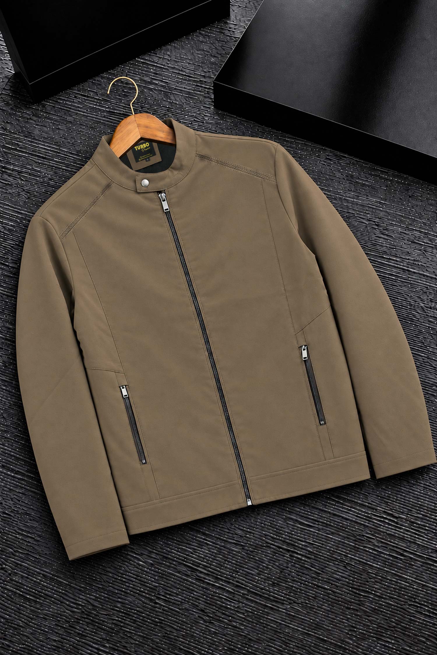 Turbo Casual Outerwear Imported Suede Leather Jacket In Brown