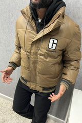 G Letter Logo Dual Zip Hooded Imported Puffer Jacket