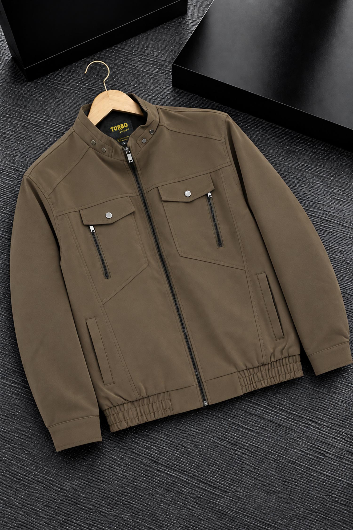 Turbo Light-Weight Bain Style Imported Suede Leather Jacket In Brown