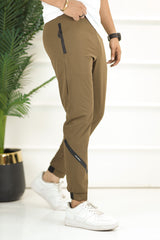 Adds Bottom Stripes Micro Premium Sportswear Trouser In Brown