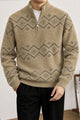 Men's Geometric Pattern Half-Zip Knit Imported Rabbit Wool Men's Sweater