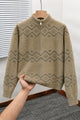 Men's Geometric Pattern Half-Zip Knit Imported Rabbit Wool Men's Sweater