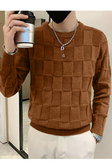 Hype Knitted Urban Sweater Style Crew Neck  Men's Sweatshirt In Brown