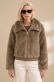 Women Cropped Plush Imported Fur Jacket