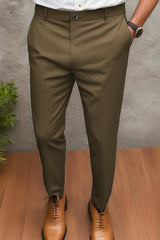 Turbo Urban Executive Slim Fit Cotton Pant In Brown