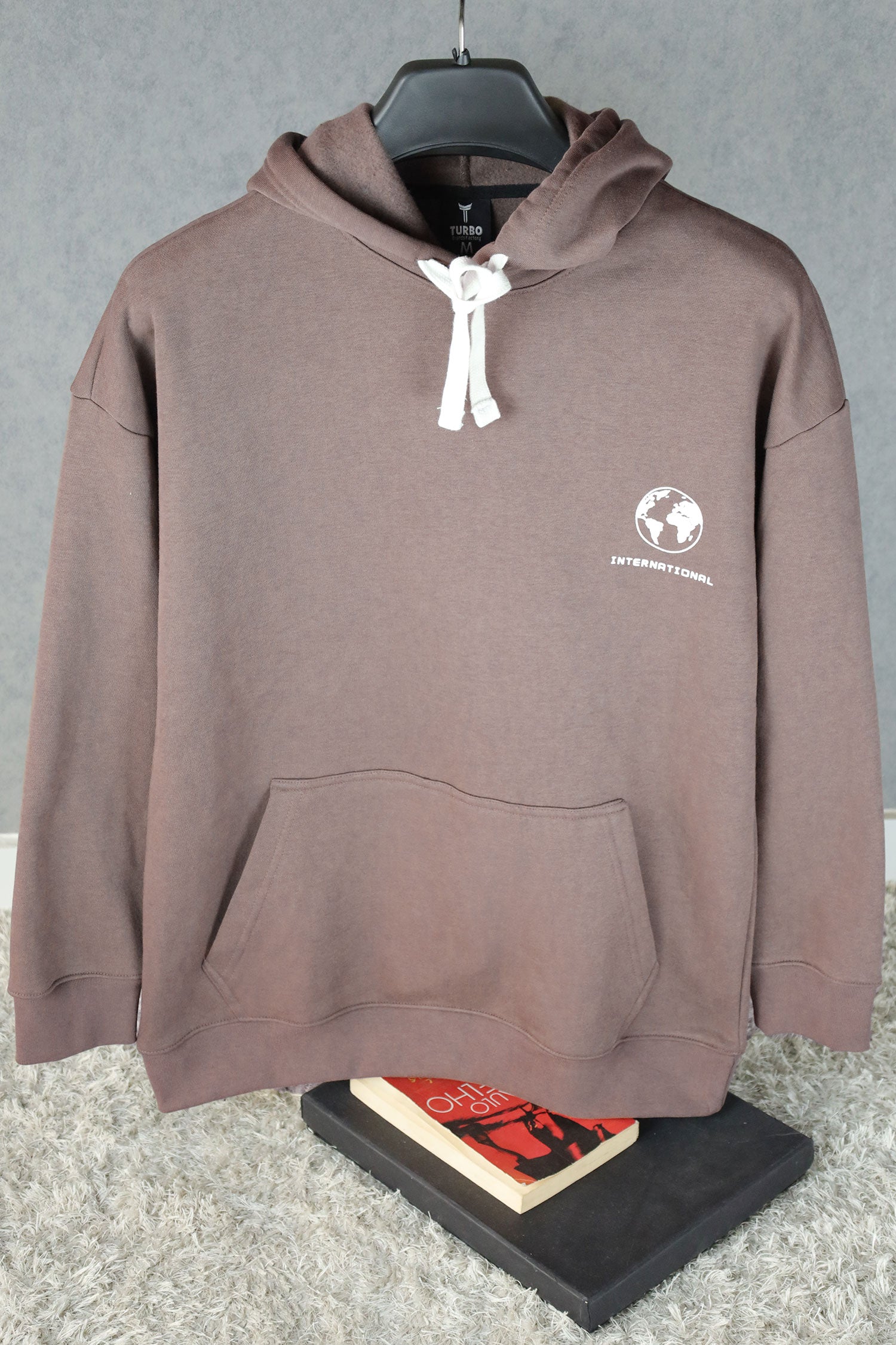 Turbo Designer Motif Fleece Hoodie In Brown