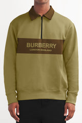 Brburry Half Zip Collar Style Full Sleeves Men's Sweatshirt In Light Camel