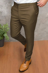 Turbo Urban Executive Slim Fit Cotton Pant In Brown