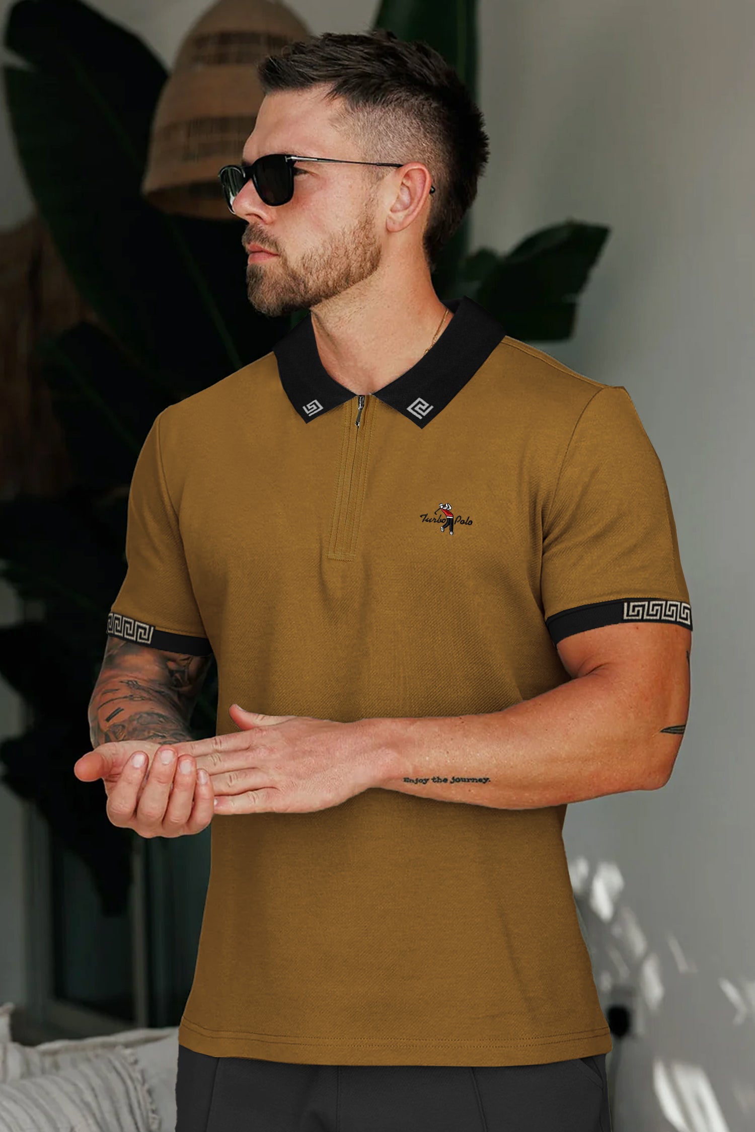 Turbo Elevate Your Look Zipper Men's Polo Shirt
