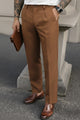 Single Plated Men's Cotton Pant In Brown