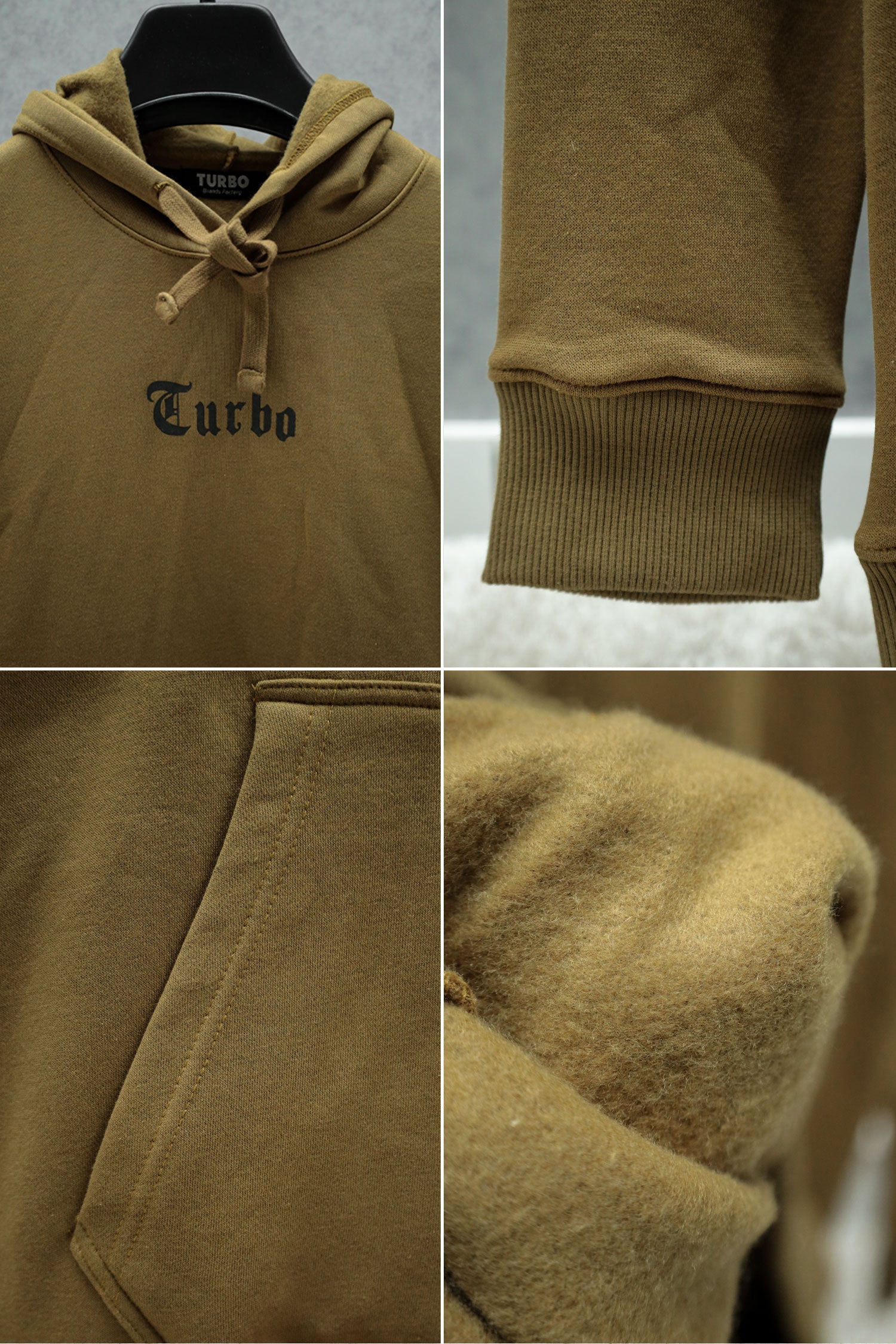 Turbo X Calfrnia Signature Typography Fleece Hoodie In Camel